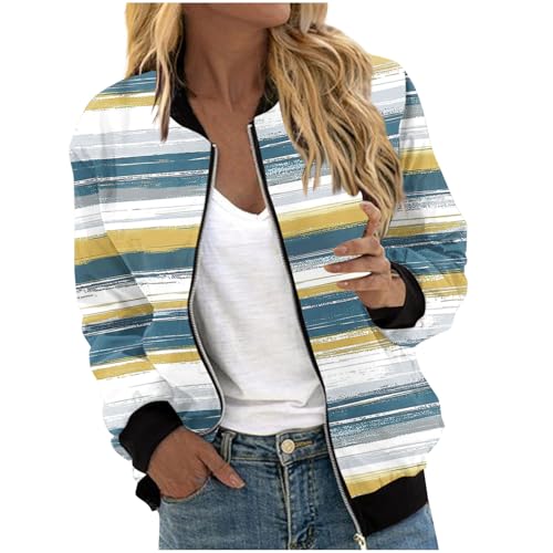Women Bomber Jacket Casual Coat Zip Up Outerwear Windbreaker Casual Lightweight Jackets Coats Fall Outfits with Pocket
