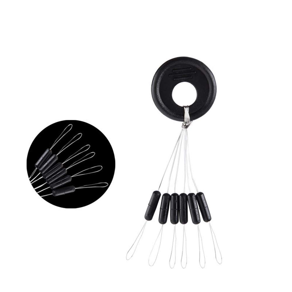 Bobber stopper da pesca, 300 pezzi, 50 gruppi/set di perline in gomma nera, tappo galleggiante da pesca, Forma cilindrica., L