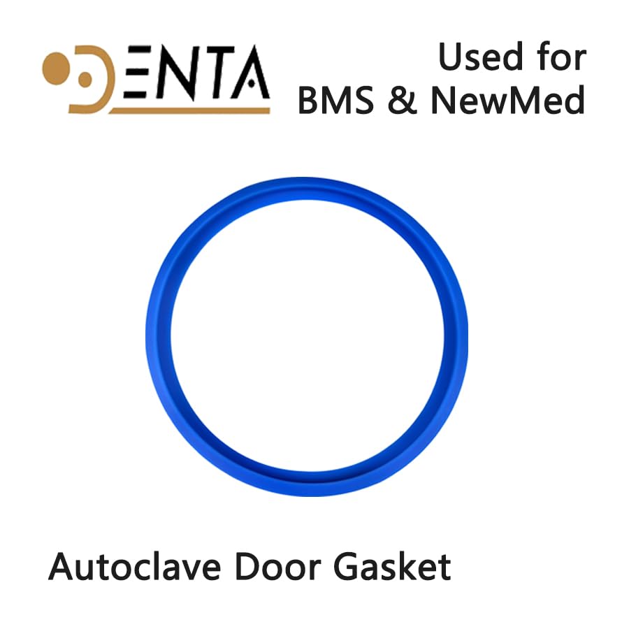 Autoclave door gasket with DENTA logo and compatibility text
