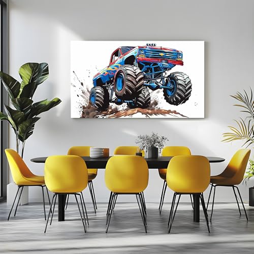 Generico Sportivo Truck Quadri Moderni Camera Da Letto Cartoon Fiamma Stampe Su Tela Grandi Dimensioni Graffiti Corsa Quadro Decorativo Per Testata Letto O Soggiorno, Arte Murale Moderna 60x120 cm