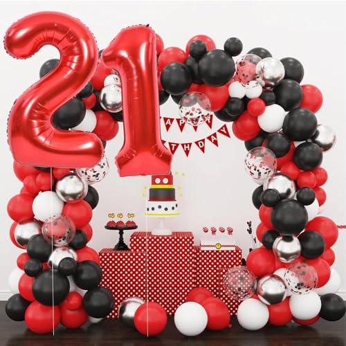 Image of TONIFUL 40 Inch Red Number 25 Balloons Large Foil 25th Birthday Decorations
