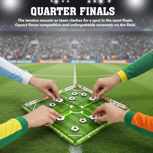 Image of Quarter Final 3-in-1 Game Set of Wooden Table Games Like Football, Colour Strikers and Ludo Board Game, Multi-Player Family Board Game, Inteactive Fun Party Game for Kids 6+ Years