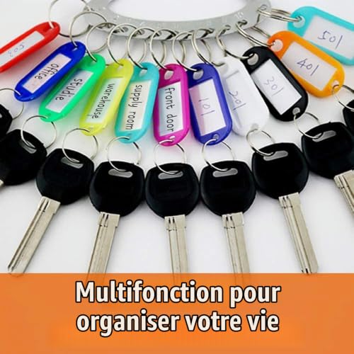 Quesuc Porte Clés Couleur,20Pcs Étiquettes Cle à Bagages en Plastique de Voyage,Pour Identificateur de Clé de Porte,Valise,Animal de Compagnie,10Colors – vue 4