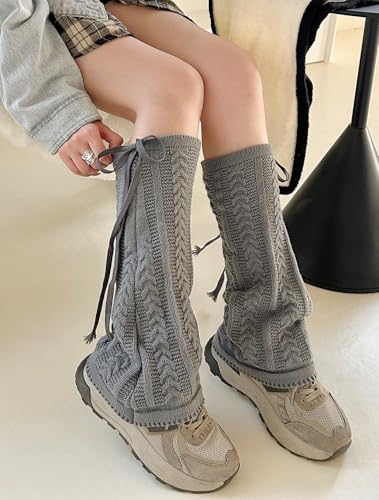 Image of YELAIVP Women's Leg Warmers Knit Kawaii Y2K Harajuku Leg Warmers with Adjustable String for Women Lolita Accessories