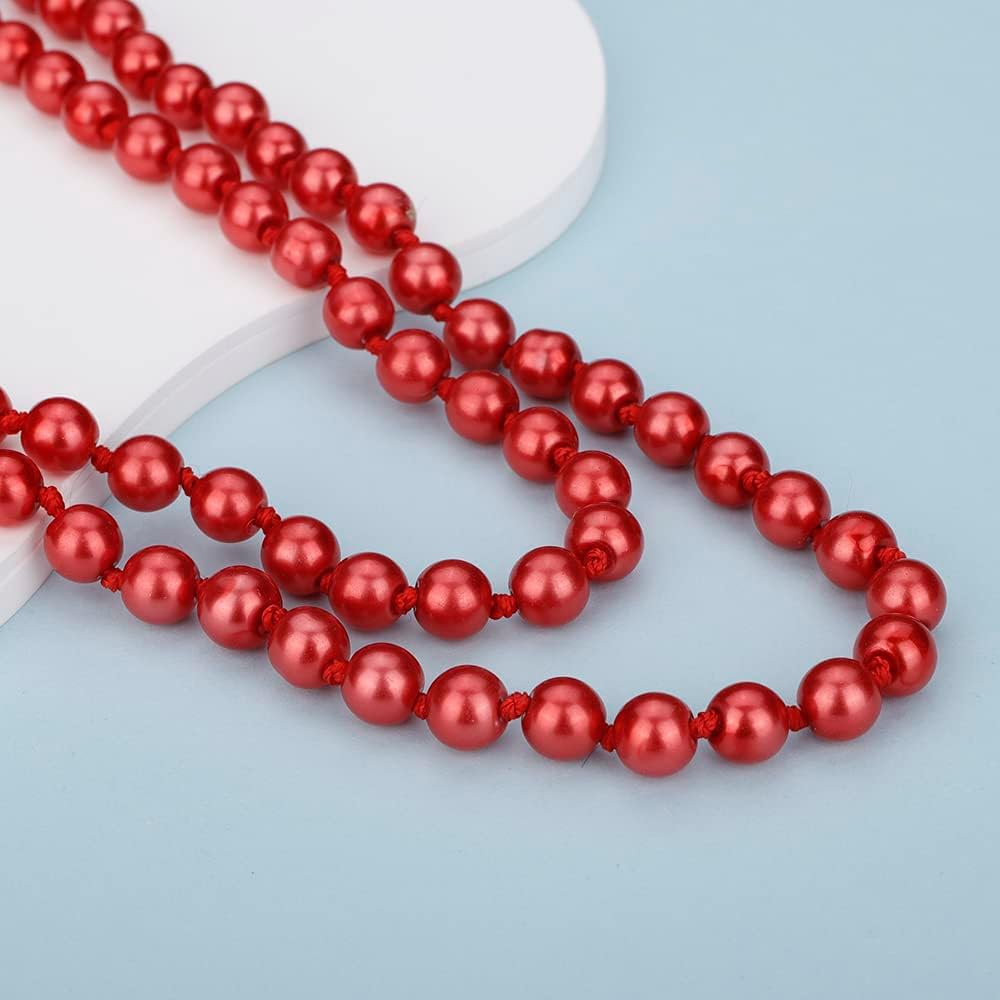 Wiwpar Long Pearl Necklace Faux Pearl Strand Layered Necklace 1920s Costume Jewelry Vintage Multi Strands Pink Pearl Necklace for Party