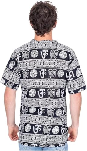 Image of THE MAKKI Trends - Om Printed Kurta for Men & Boys | Cotton Half Sleeve Mahadev Mahakal Kurta T-Shirt for Events, Festivals, and Religious Ceremonies (Regular)