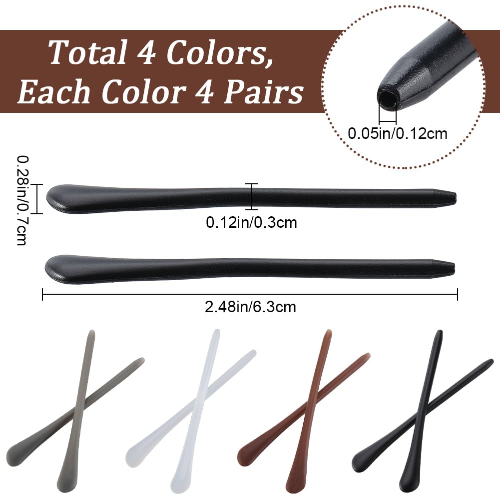 GORGECRAFT 16 works 4 Colors Glasses Temple End Tips Anti-Slip Eyeglass End Tips Silicone Ear Grip Sock Hook Pads Pieces Tube Sleeve Comfort Glasses Arm Replacement for Thin Metal Eyeglass Legs - Image 2