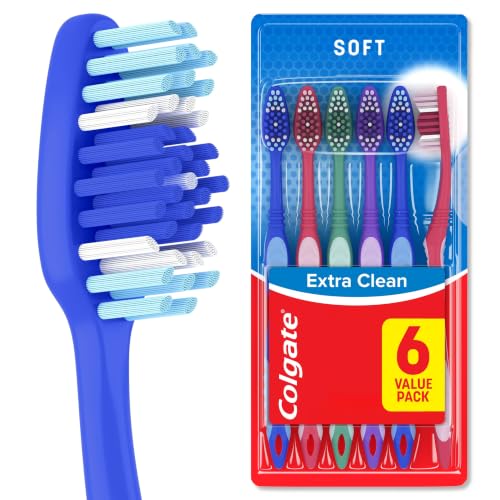 Colgate Extra Clean Adult Toothbrushes, Soft, Value 6 Pack