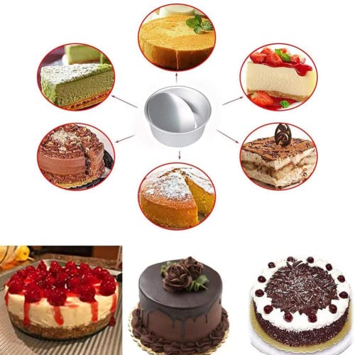 Exgox 2 Pack 7-Inch Non-Stick Deep Aluminum Round Cake Pan With Removable Bottom For Wedding/Birthday/Christmas Cake Baking Round Cake Tin Set With Loose Base #TOP7