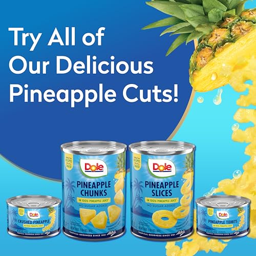 Dole Canned Fruit, Crushed Pineapple in 100% Pineapple Juice, Gluten Free, Pantry Staples, 8 Oz, 12 count, Packaging May Vay - Thumbnail 6