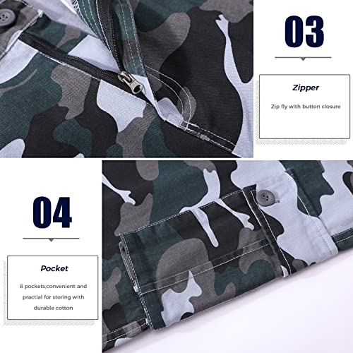 Zeetoo Mens Relaxed-Fit Cargo Pants Multi Pocket Military Camo Combat Work Pants Gz03 Blue Camo #TOP3
