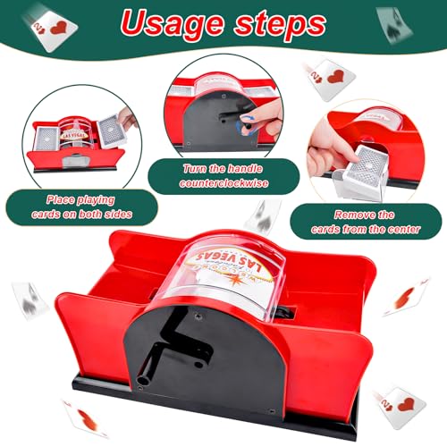 Miniatura 5 de Pipihome Mezclador De Cartas Manual, Barajador De Cartas De Póker, 2 Barajas, Máquina Barajar Manual, Mezclador Manual Para Jugar A Cartas De Hasta 91 Mm