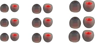 Ear Cap Ear Plugs In-Ear Silicone Replacement Head 9 Pairs Large and Small (3.8-6 mm Earphone Inner Hole Available) S/M/L Can be Used on Most Headphones and Bluetooth Headphones (Grey red)