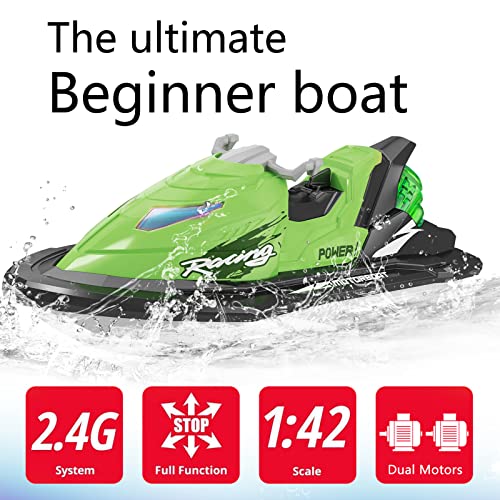 IOKUKI RC Boats for Kids & Adults, Remote Control Boat for Pools & Lakes - Green