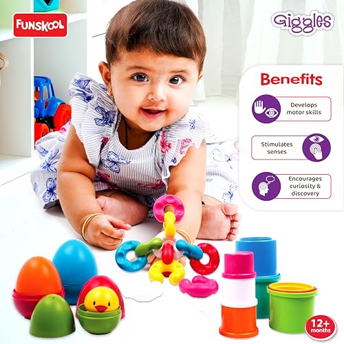 Giggles Funskool Link Stack N Nest, Nesting & Stackable Toy Blocks for Kids, Encourages Learning & Development, Fun Activity for Babies, Gift Set for Kid, Age 6+ Months - Image 4 thumbnail