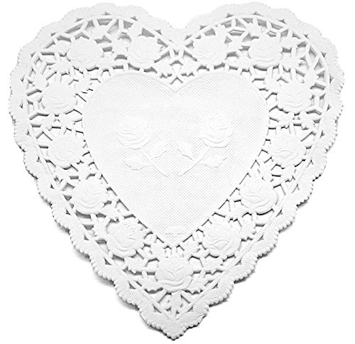6 Inch Heart Shaped White Lace Paper Doilies 100 Count #TOP3