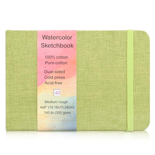 40 Sheets Watercolor Journal 4x6”, 140 lb/300 GSM Watercolor Sketchbook