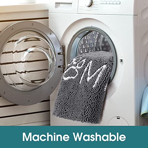 Homeideas Dog Rug For Entryway, Microfiber Chenille Dog Mat For Muddy Paws, Non Slip Indoor Door Mat, Pet Rug For Crate, Machine Washable Quick Drying Entry Rug, Gray, 24"X36" #TOP4