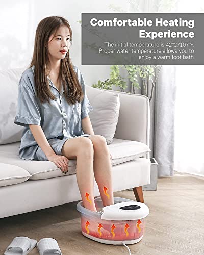 Chrun Foot Spa Bath Massager With Heated Powerful Bubbles Vibration Function 3 In 1, Digital Temperature Control & 4 Removable Massage Rollers & Led Display Home Use-Grey #TOP1