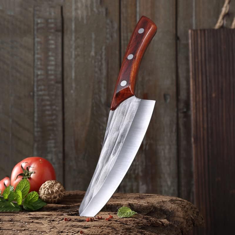 Meat Cleaver,Cleaver Knife 6.5 Inch Forged Boning Knife Sharp Edge Hunting Fishing Knife 5cr15 High Carbon Steel Meat Cleaver Chef Butcher Kitchen Knife (Color : Knife with cover)
