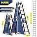 MASKO Aluminium 6in1 Mehrzweckleiter – 20 Sprossen | - 520 cm | 150 Kg, ausziehbar, rutschfest, Multifunktional, Gelenkleiter, Anlegeleiter, Klappleiter, beidseitige Steh- und Treppenleiter | Schwarz