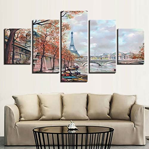 Quadro Romantica Torre Eiffel Di Parigi 5 Pezzi Stampa Su Tela In Xxl Immagini Moderni Murale Fotografia Grafica Decorazione Da Parete Con Cornice 150 X 100 Cm - Ufficio/Hotel/Ristorante/Foto/Poster - 11