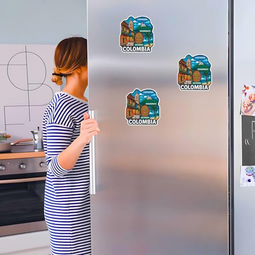 Image of Zesta Wooden Fridge Magnets Set | Refrigerator Decor Magnets for Kitchen | India Souvenir Fridge Magnet Collection | Wooden Magnet for Fridge Door Decoration (Colombia)
