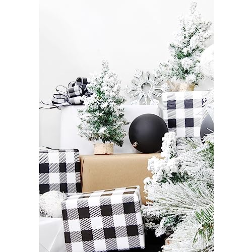 Auldhome Mini Christmas Trees (3-Pack, 8-Inch, Flocked); Canadian Pine Greenery Tabletop Holiday Decor #TOP3