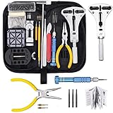 Baban 168 Pcs Watch Repair Kit,Professional Spring Bar Tool Set,Watch Battery Replacement Tool Kit,Larger Adjustable Case Opener,Forceps,Watch Band Link Pin Watch Band Remover with Carrying Case