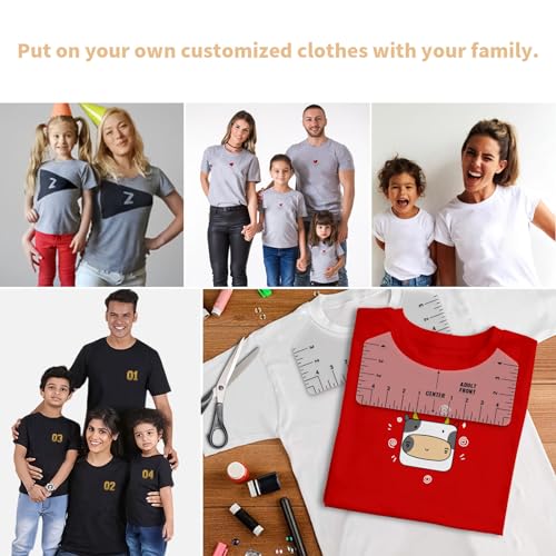 10 Guías de Regla de Camiseta,Kucheed Guía de Regla de Camiseta para Vinilo y Sublimación,Juego de Herramientas de Alineación de Camiseta para Hacer un Diseño de Centro,Adultos,Jóvenes,Niños,Pequeños