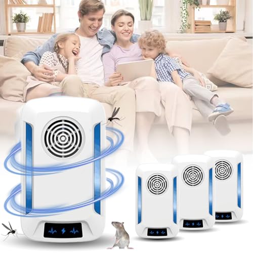 4 Pack Ultrasonic Anti-Rodent Insect Repeller - Ultrasonic Mosquito Repellent - Electronic Insect Repellent for Mosquitoes, Mice, Ants, Flies, Spiders, Cockroaches