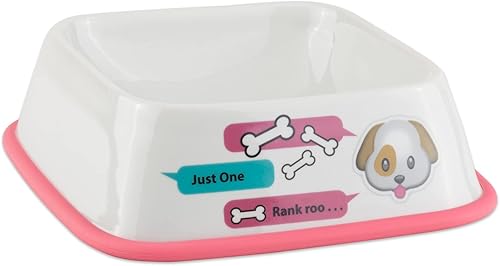 Miniatura 3 de Bone Dry Cuenco para mascotas hambriento y sediento, 6.75 x 6.75 x 2, emojis, 2 piezas