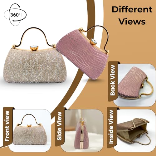 Image of SLARA Women's Evening Clutch Bag for Women, Glitter Pattern, Crystal Clasp Handbag, Perfect for Weddings, Parties, and Special Events