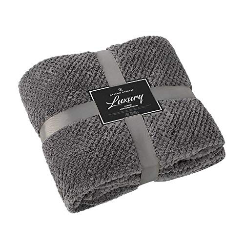 Style Spot Popcorn Throws Cuddly Cosy Soft Warm Fleece Blanket For Couch Sofa & Bed 2 Seater Sofa Cover 3 Seater Sofa Throw Large Luxury Throws Double & King Size (Charcoal, King: 200 X 240)