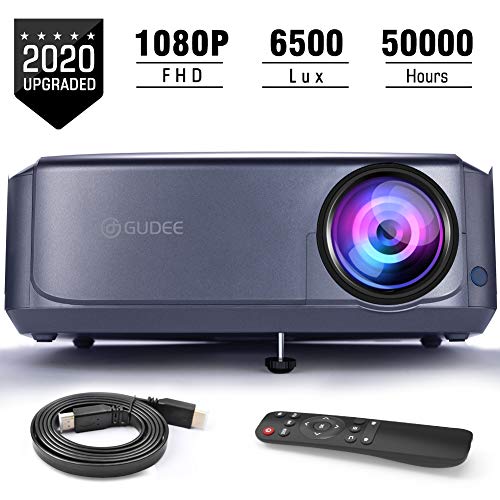 Projector, GuDee Upgrade Full HD Video Projector for Business PowerPoint Presentations, 1080P Home Movie Projector for Laptop, Smartphone, Fire TV Stick, PS4, HDMI, USB