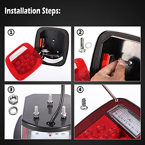 Partsam Square Rear Combination Tail Lights Lamps Assembly Compatible With 1979-2006 Wrangler Tj Yj Cj-5 Cj-7 Replacement Tail Lamps Lights Assembly, Passenger Side And Driver Side #TOP6