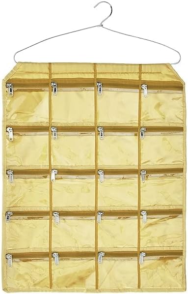 ANSARI HANDICRAFTANSARI HANDICRAFT Anazonkart Hanging Jewellery Organiser with 20 Pouches, Gold Pack of 1 Piece