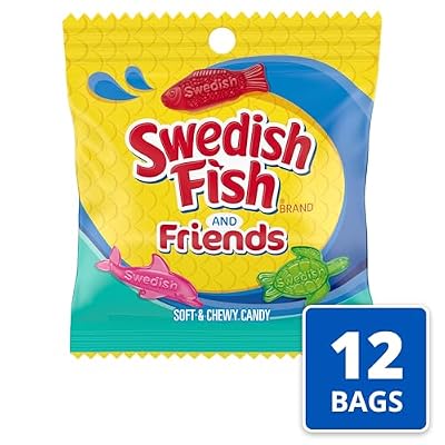 SWEDISH FISH and Friends Soft & Chewy Gummy Candy, Bulk Candy, 12-3.59 oz Bags