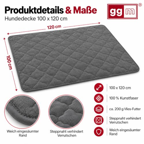 ggm antiallergische Hundedecke in 100x120 cm – Schnell trocknende, unempfindliche & Flauschige Kuscheldecke, Maschinenwaschbare Liegedecke für Hunde, Flöhe- und Milbenresistent – anthrazit