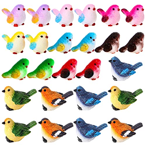Unittype 25 Pcs Miniature Bird Figurines Animal Figurines Tiny Mini Resin Birds Toy Statues Animal Model for Garden Micro Landscape Home Terrarium Crafts Dollhouse Decorations