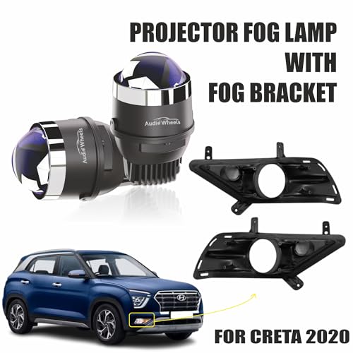 Image of Audio Wheels 3 Inch LED Projector Fog Lamp with Cover - 120W, Tri-Color (White /Warm /Yellow) | | 12V /24V Fog Light for Car & Vehicle Modification | 1-Year Warranty | Compatible with Hyundai Creta 2020
