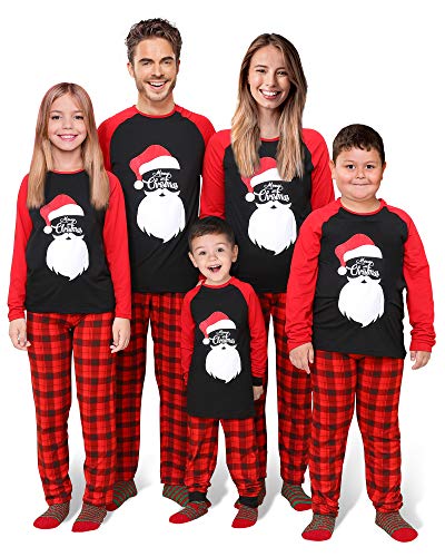 Rnxrbb Christmas Family Pajamas Matching Sets,Matching Holiday PJs for family with Christmas Socks,Raglan Santa Claus