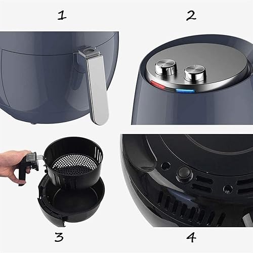 Miniatura 7 de Horno freidora de aire, freidora eléctrica de aire caliente, 1400 vatios, cocina con control de temperatura, apagado automático, sin BPA, cesta