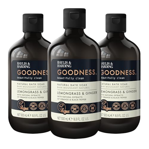 Baylis & Harding Goodness Lemongrass & Ginger Bath Soak, 500 ml (Pack of 3) - Vegan Friendly