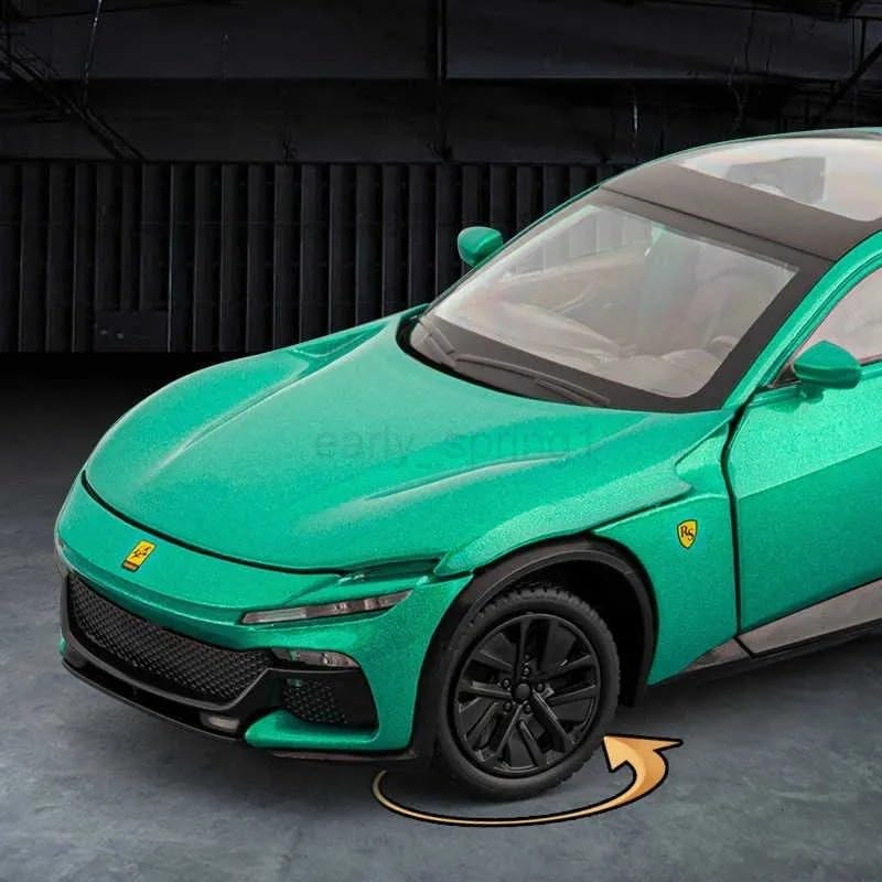 Image of FEXXA 1:32 Scale Ferrari Purosangue SUV Die-Cast Metal Car with Sport car Openable Doors Light and Sound,Pull Back Function Indoor Outdoor Toy for Kids (1.32 Scale-Green)