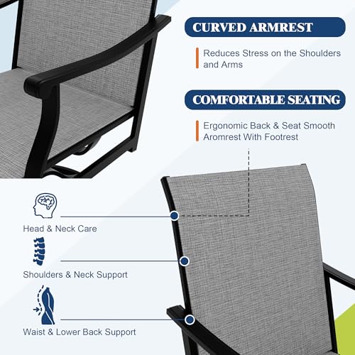 GarveeLife 2PCS Outdoor Swivel Dining Chairs With Textilene Breathable Back, Patio Swivel Rocker Chairs for Poolside Lawn Garden - Image 5