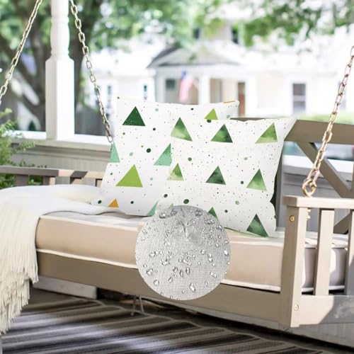 Coussin canapé vert géométrique haut de gamme lot de 4 housses 30x30 lin imperméable