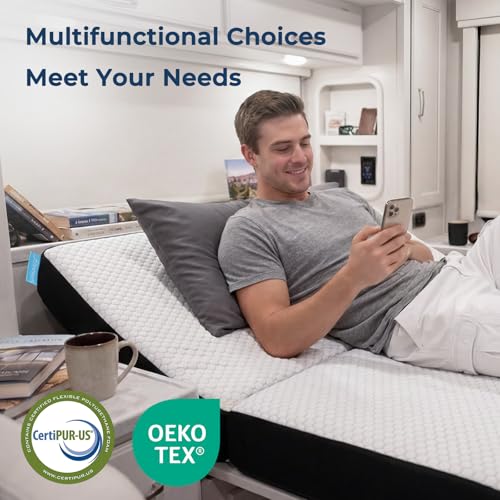 Image of Odorless Foldable Mattress Twin Size 75 inch x 38 inch x 6 inch, 6 Inch Medium Folding Foam Mattress with Storage Bag, Fiberglass Free Trifold Memory Foam Mattress for RV, Guest Bed