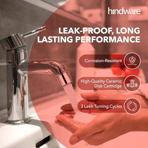 Image of Hindware F280010SCP Single Lever Basin Mixer with Water Saving Feature for Bathroom | Star Rated Product | Made of Brass | Comes with 450-mm Hose | Flora Range | 12-Year Manufacturer Warranty