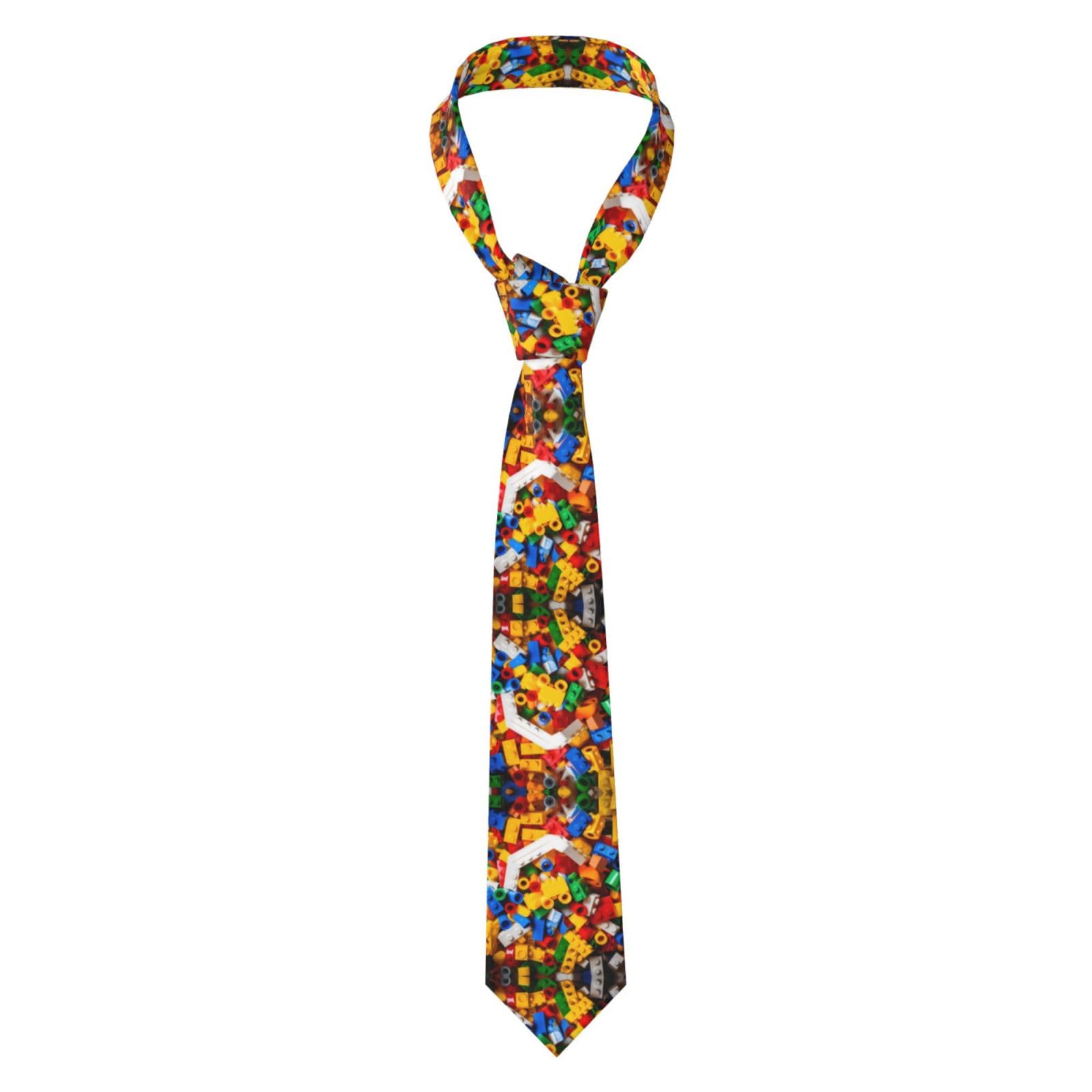 Wzywhj Men's Black Necktie - Fashion Printed Silk Tie For Business, Daily Life, Work, Party 57X3.1 Inch Lego (Toys) S Picture